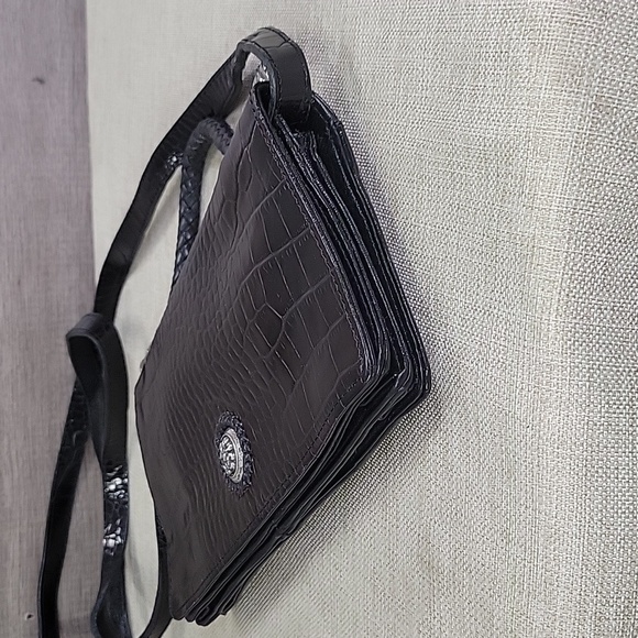 Brighton Black Crocodile-Embossed Leather Small Top Handle Crossbody Bag - Picture 8 of 12